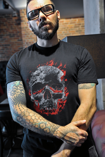 T-shirt für Herren UNDERWORLD Skull in fire