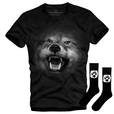 Set aus T-Shirt und Socken Underworld Wolf / Animal Footprint